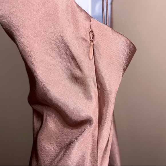 MEDIUM COTTON CANDY LA CHAMPAGNE PINK SATIN DRESS EVENT PARTY COCKTAIL COWL NECK - Picture 9 of 12